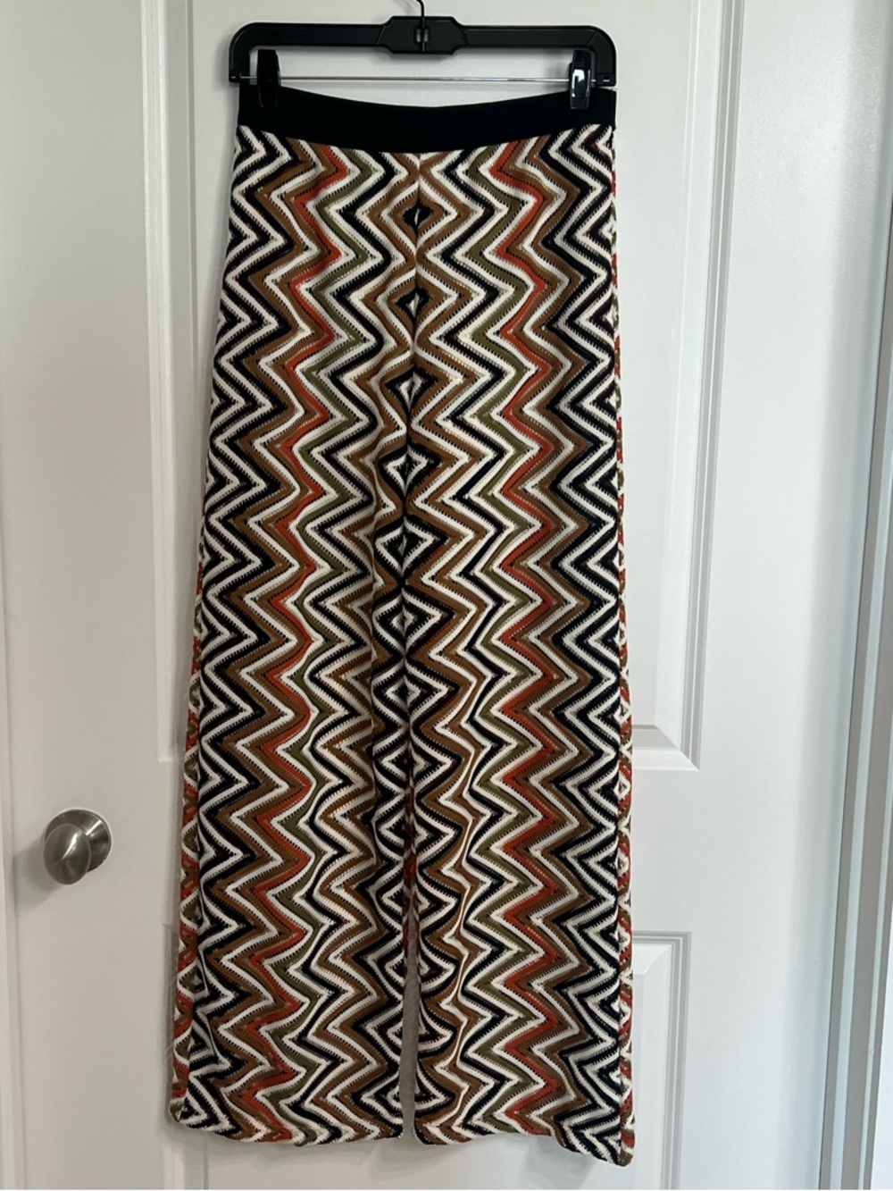 Women’s Chevron Crochet Knit Wide Leg Swim Cover Up Pants Size S